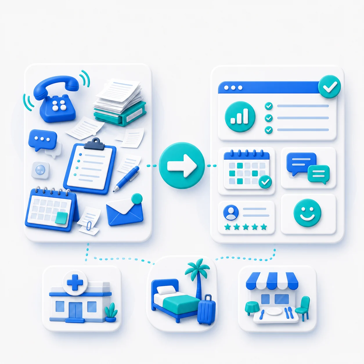 Transformación de procesos manuales en tareas automatizadas para clínicas, alojamientos y restaurantes