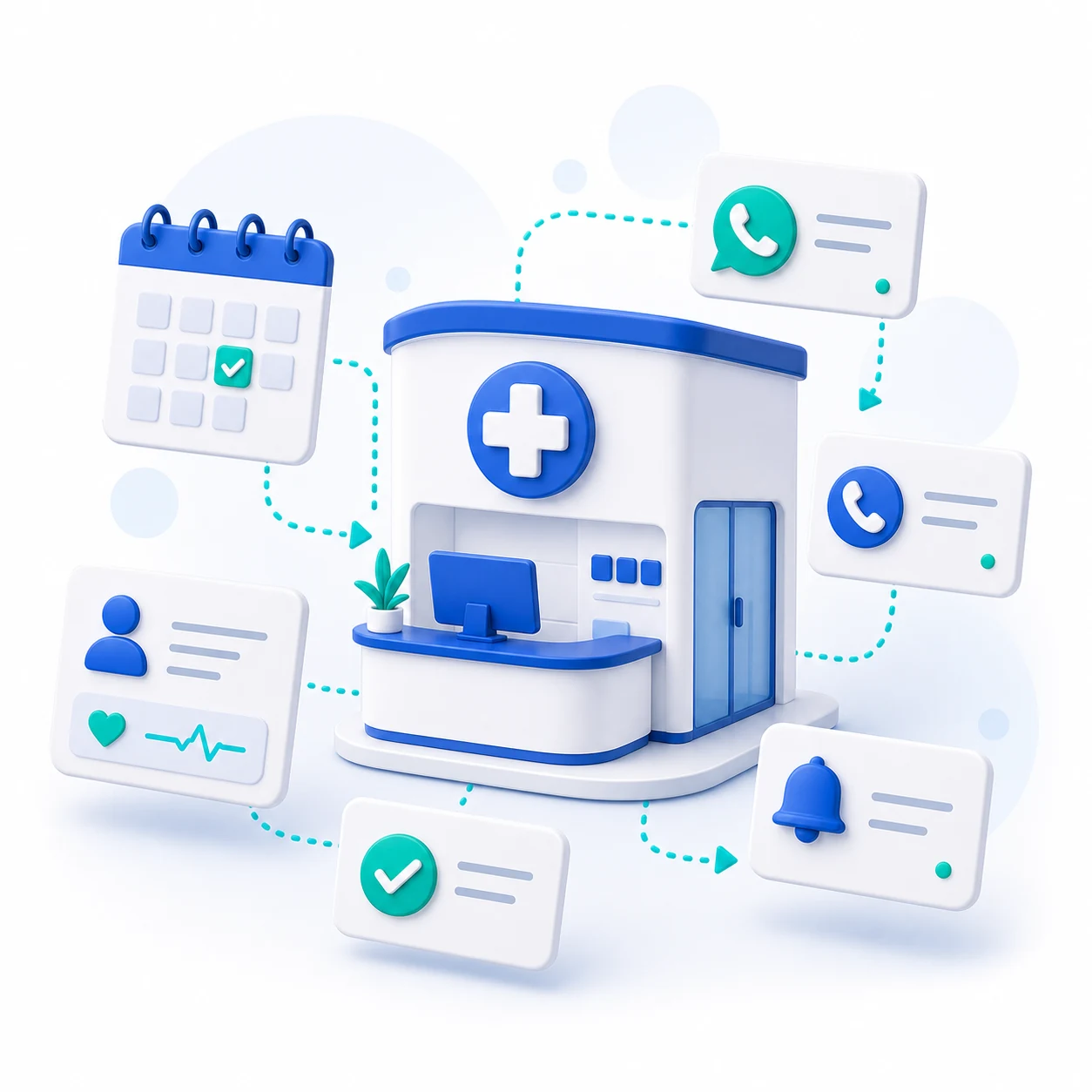 Automatización para clínicas con agenda de citas, atención por WhatsApp y teléfono, recordatorios y seguimiento de pacientes